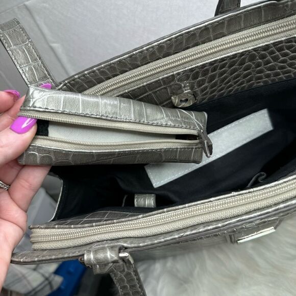 Liz Claiborne Crocodile Pewter Tote Bag - Picture 8 of 12